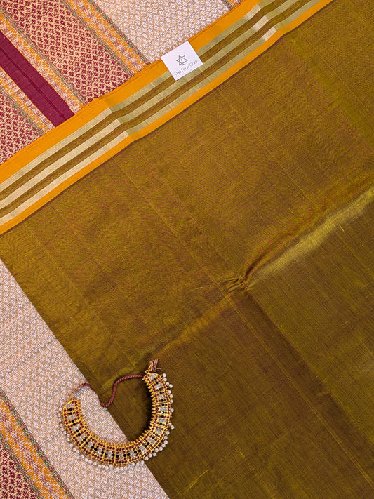 Paturu Plain Geometric Border Saree