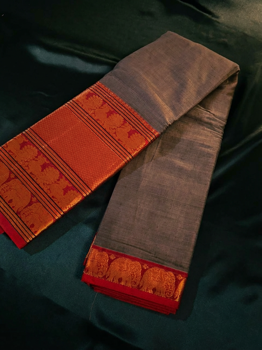 Grey Narayanpet Cotton Saree