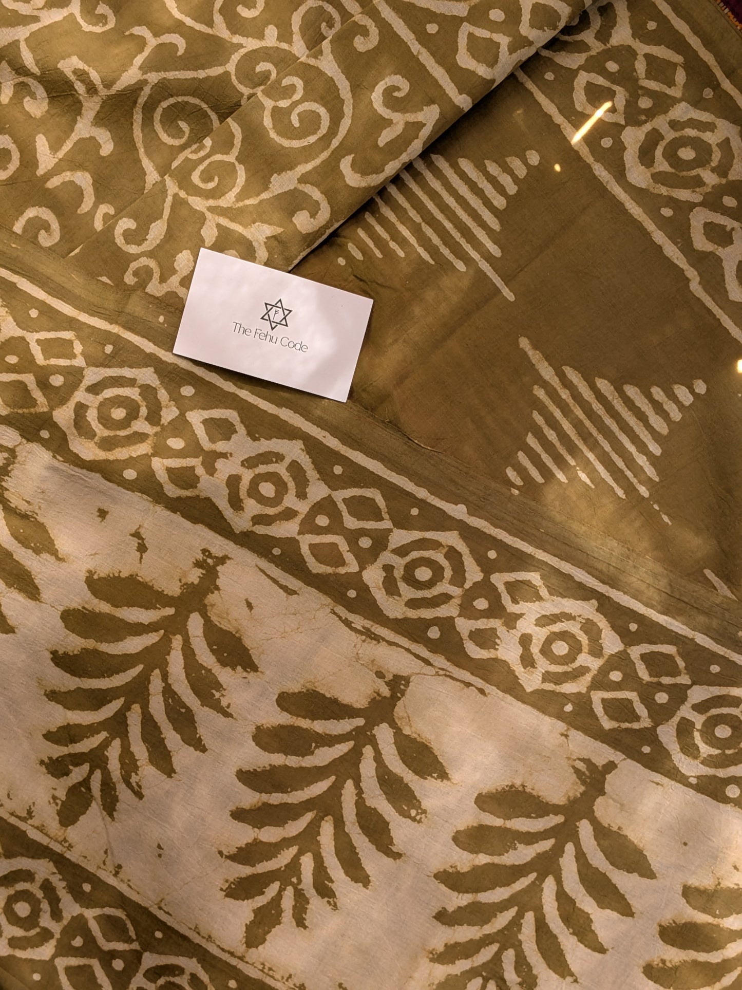 Bagru Hand Block Cotton Saree-Geometry