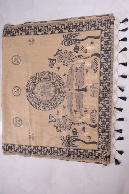 Munga Cotton Saree with Tribal Folk Motifs