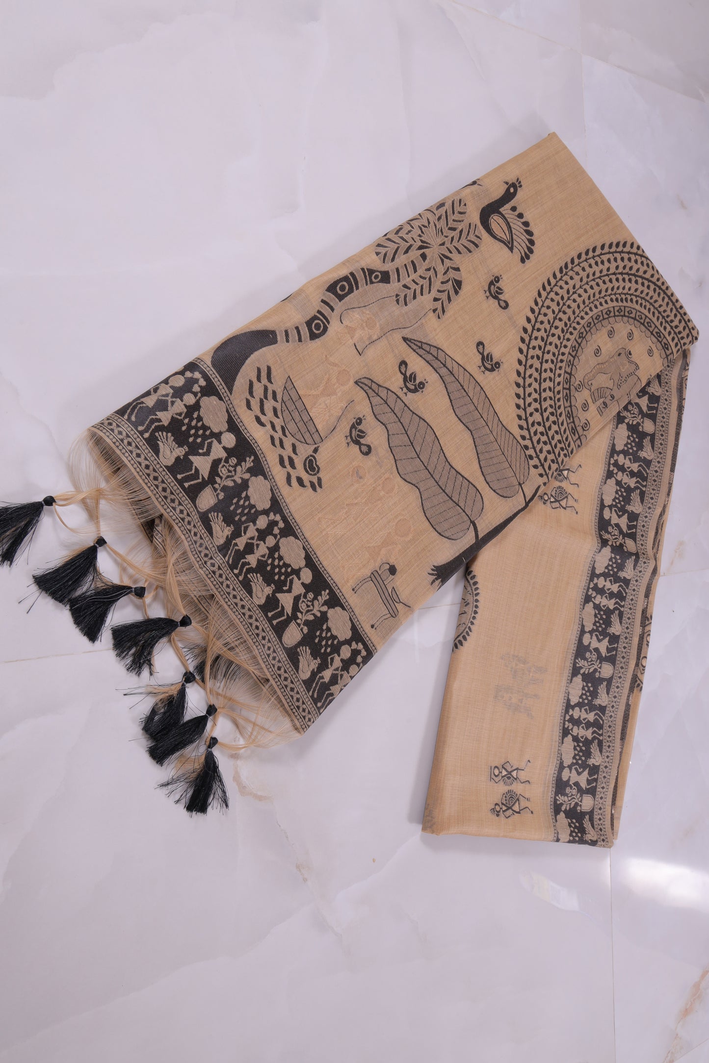 Munga Cotton Saree with Tribal Folk Motifs