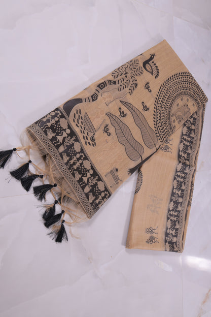 Munga Cotton Saree with Tribal Folk Motifs