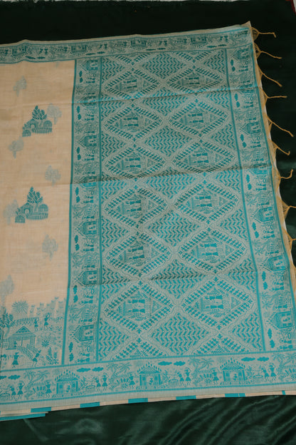 Munga Cotton Saree with Tribal Jamdani Buta