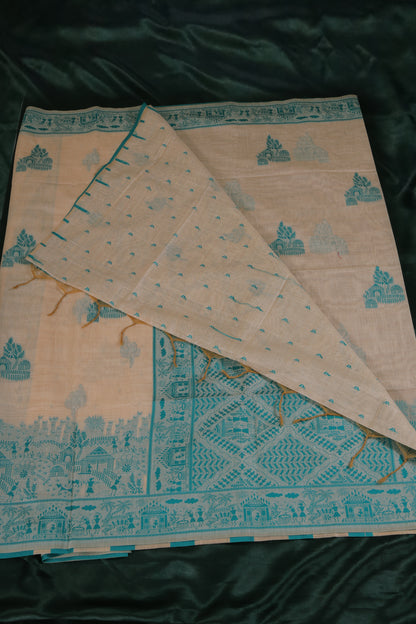 Munga Cotton Saree with Tribal Jamdani Buta