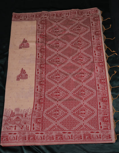 Munga Cotton Saree with Tribal Jamdani Buta