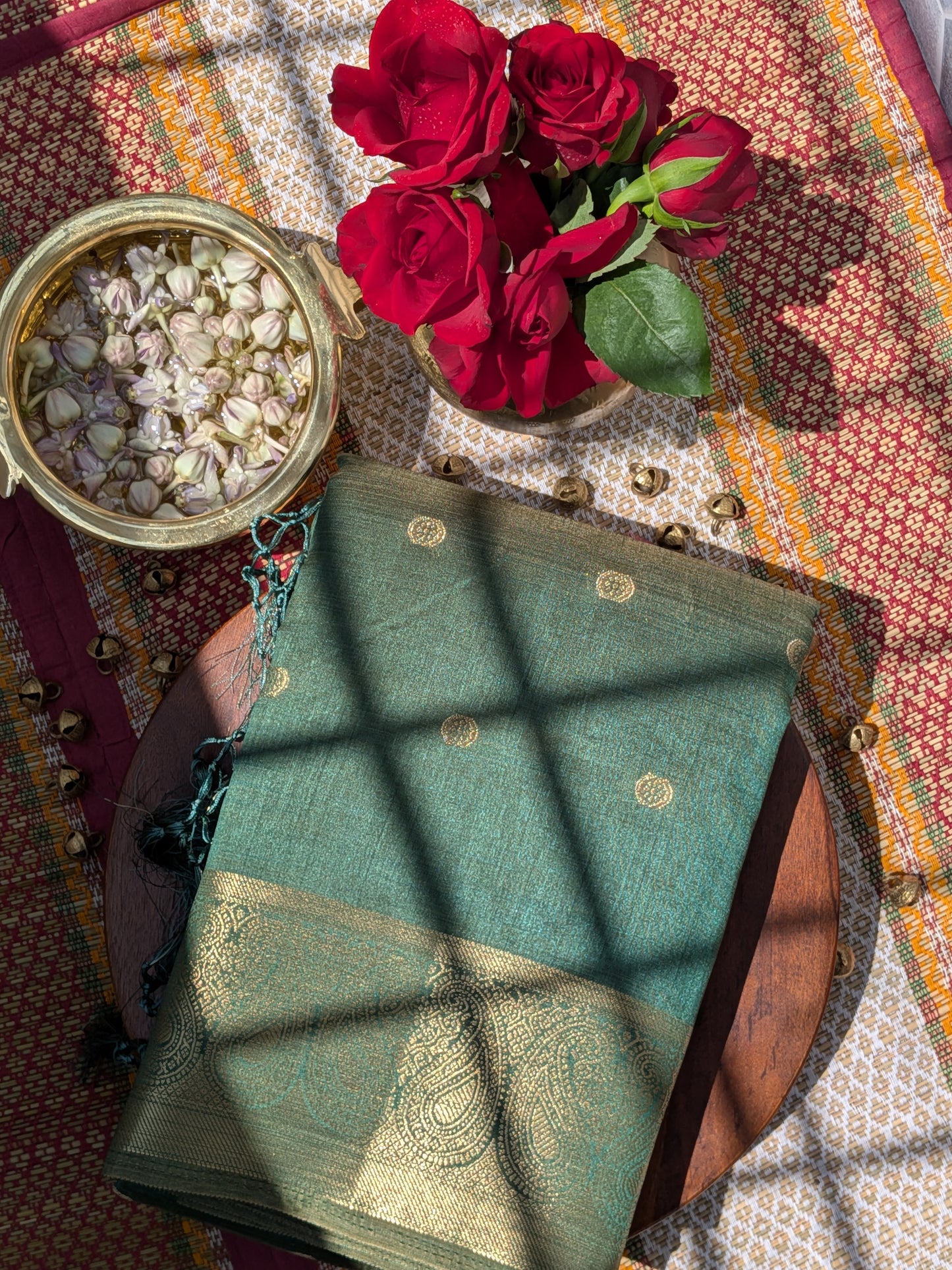 Raw Tussar Semi Silk Saree- Mango border