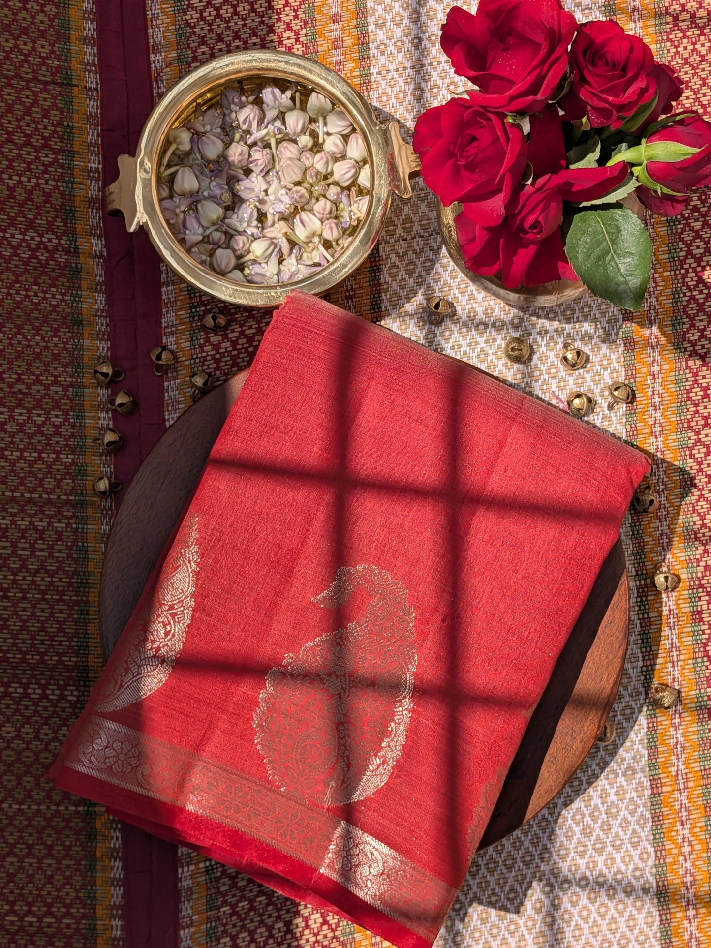 Raw Tussar Semi Silk Saree- Mango border