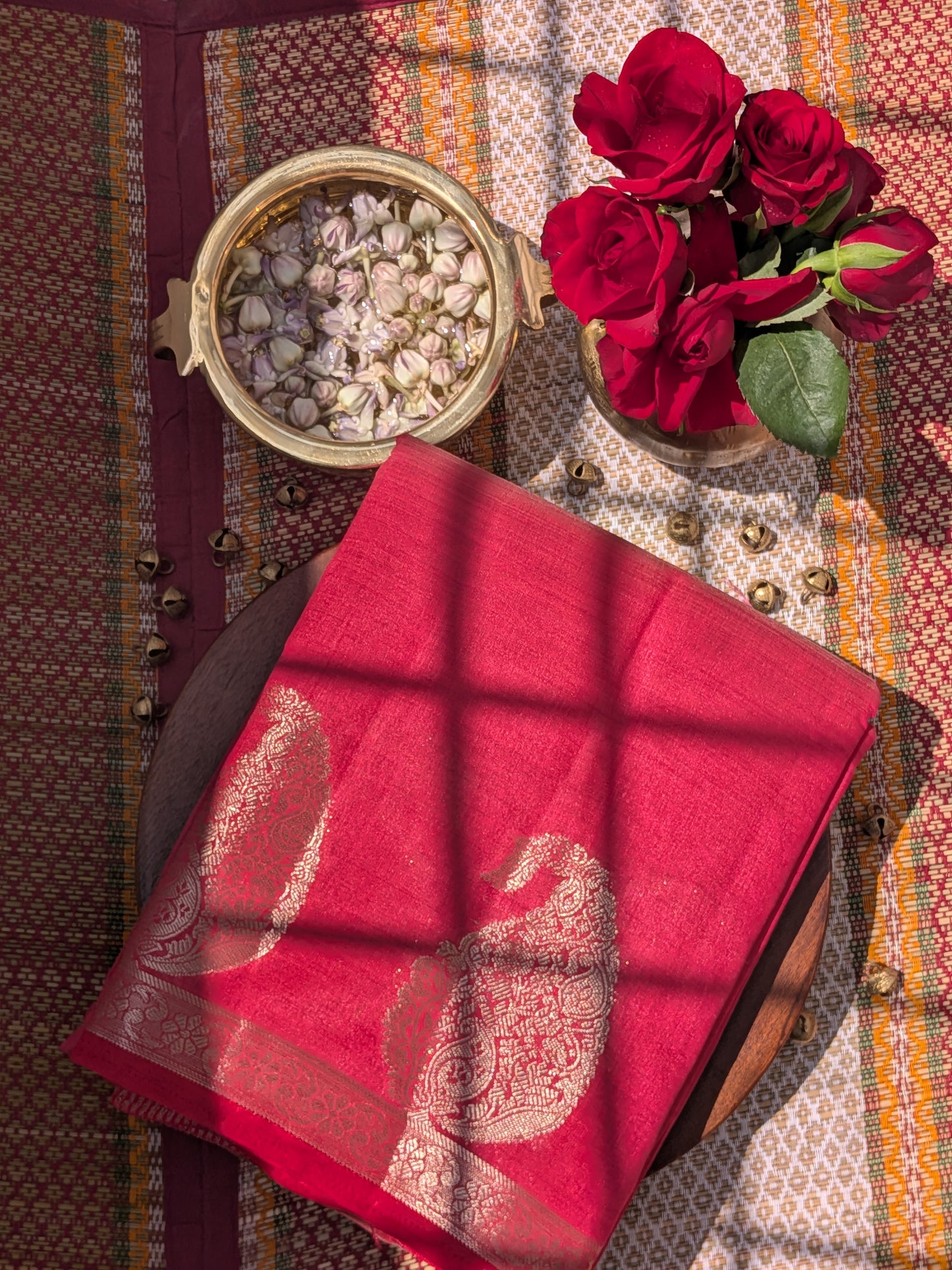 Raw Tussar Semi Silk Saree- Mango border