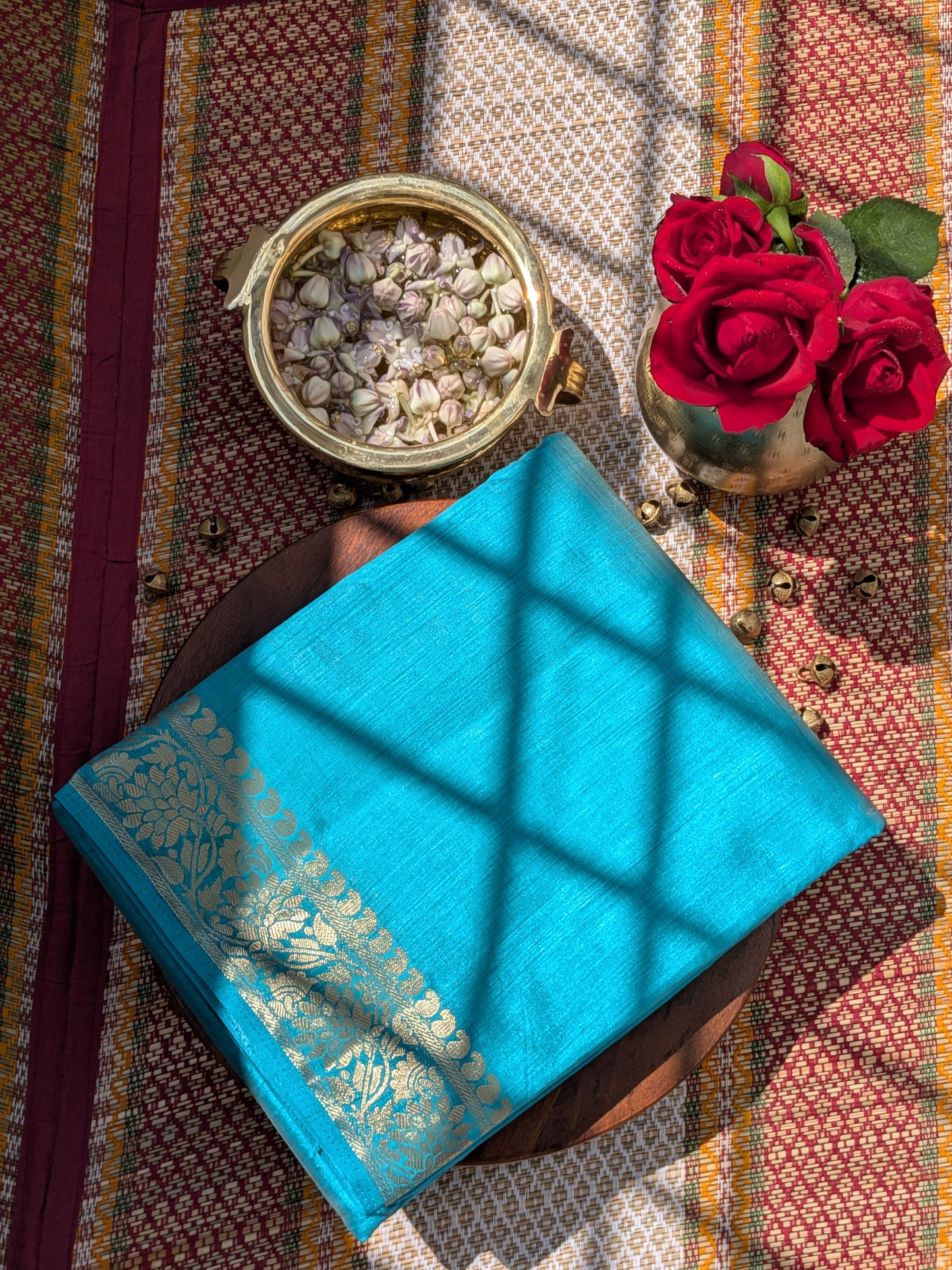 Raw Tussar Semi Silk Saree- Mango border