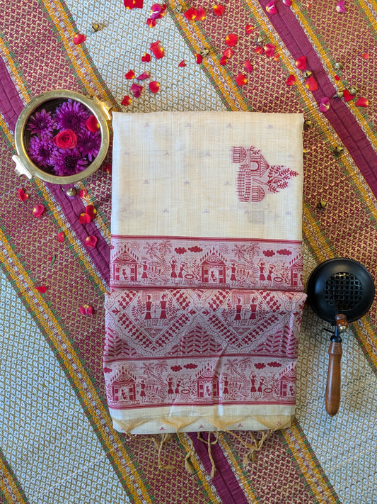 Munga Cotton Saree with Tribal Jamdani Buta