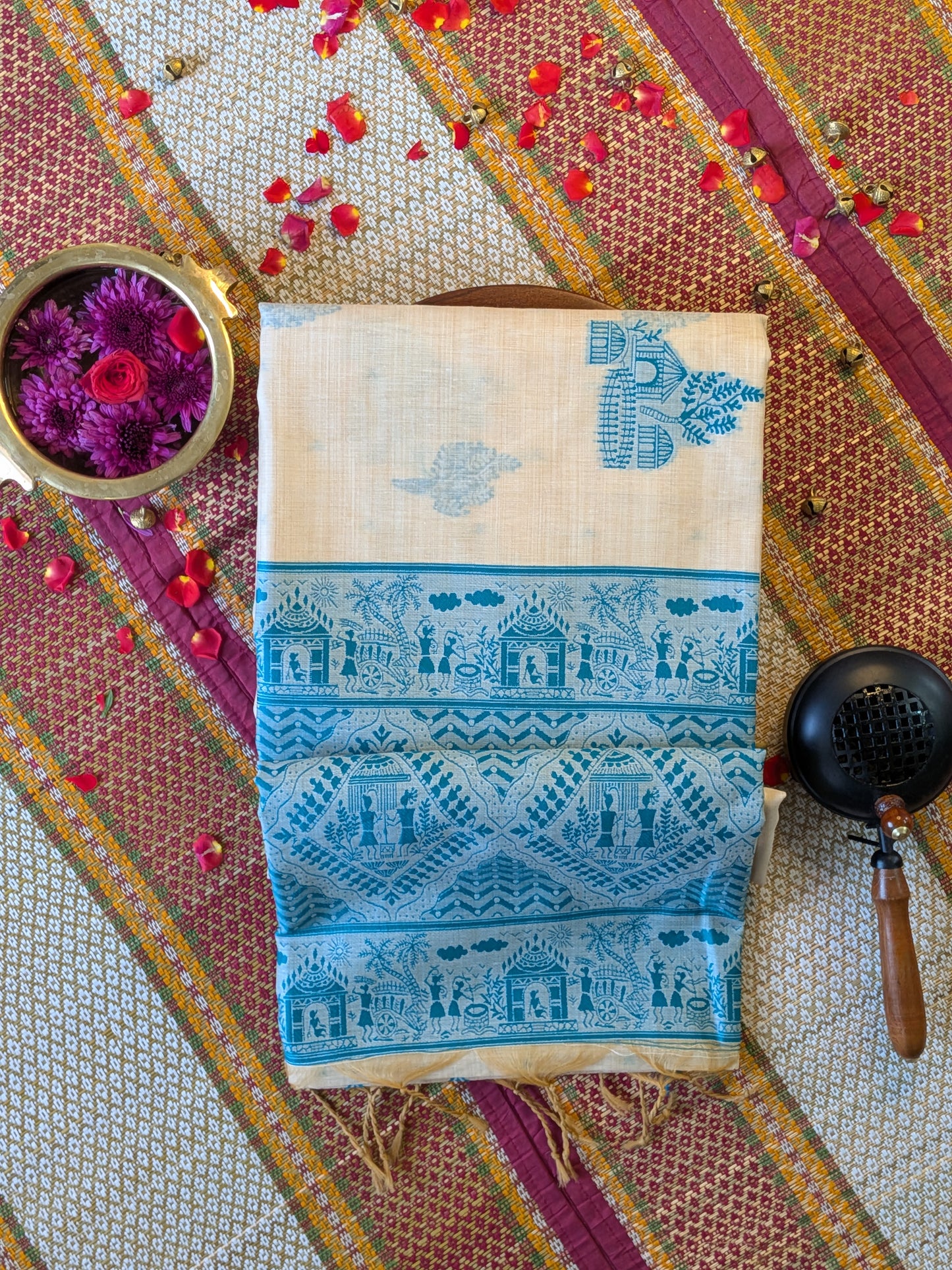 Munga Cotton Saree with Tribal Jamdani Buta
