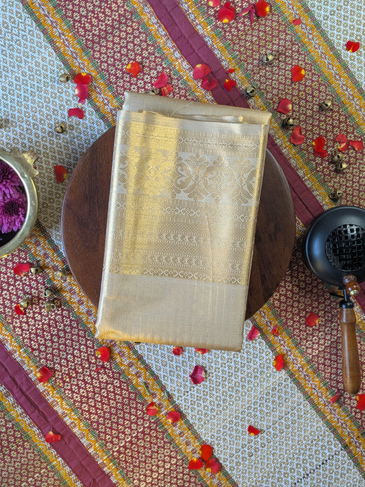 Semi Tissue Silk Saree- Cream