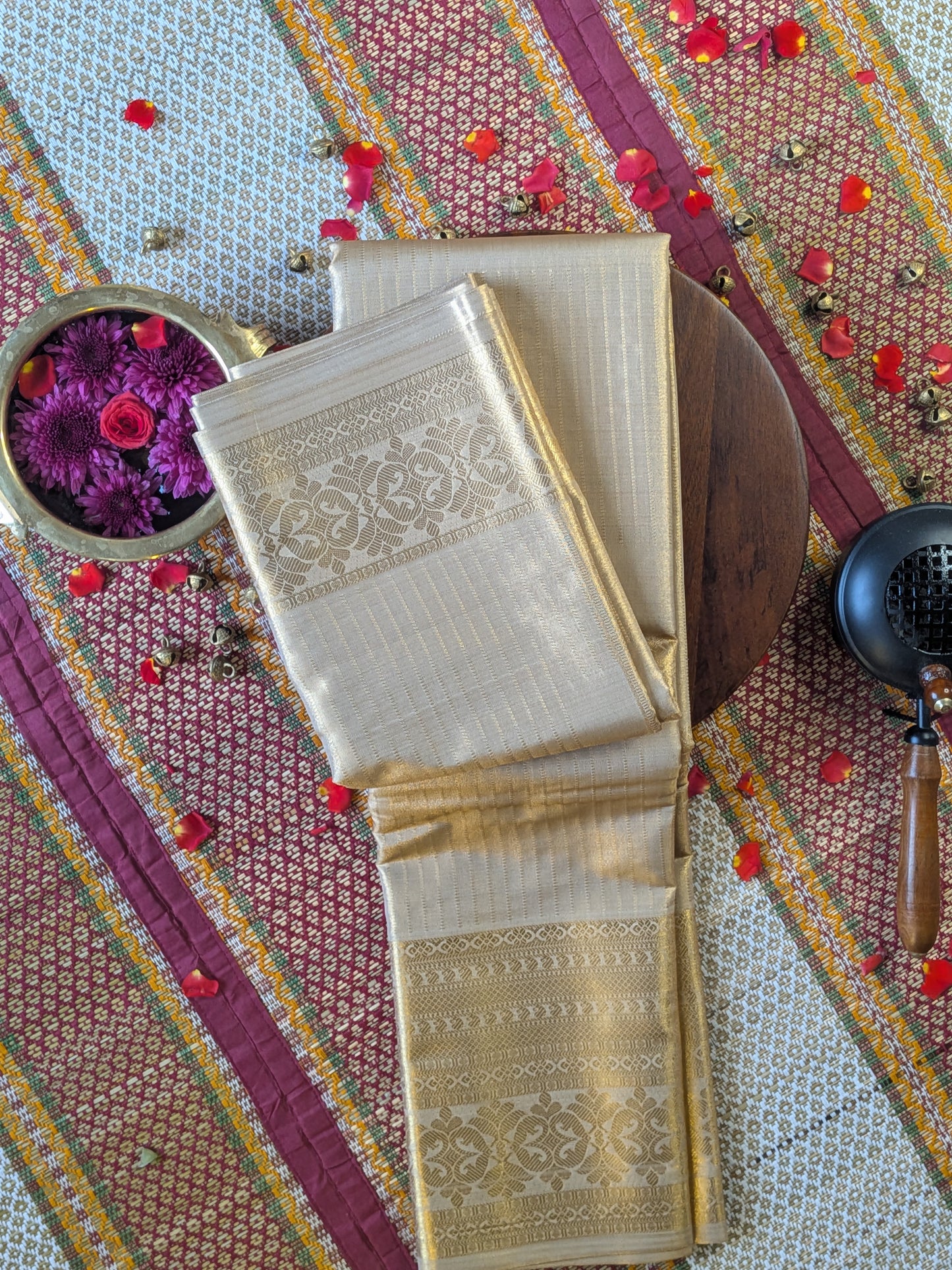 Semi Tissue Silk Saree- Cream