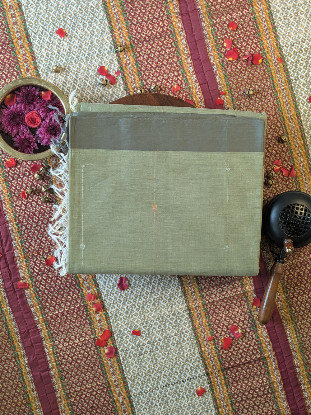 Light Pista Green Cotton Saree