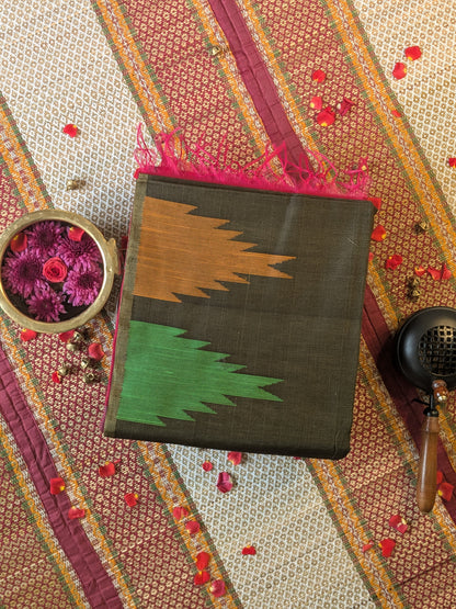 Olive Green Kanjeevaram Cotton Saree