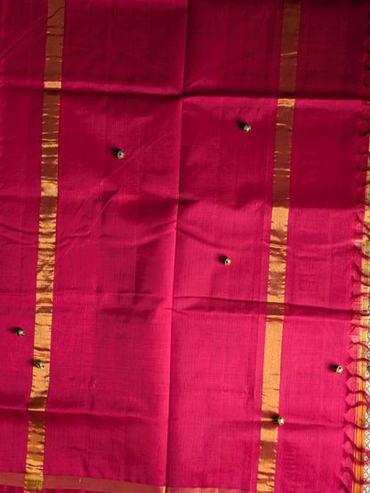 Paturu Pattu Jumping Checks Saree- Yellow & Pink
