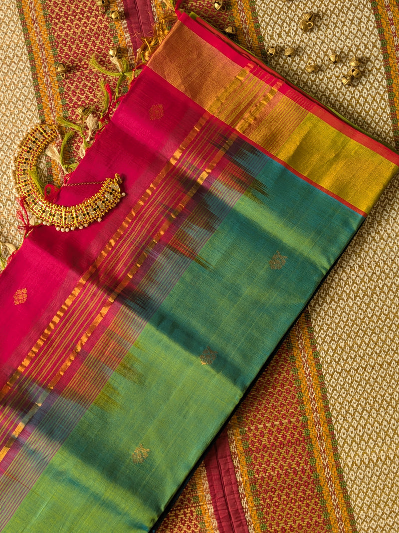 Paturu Pattu Buta- Aqua green & Pink