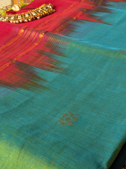Paturu Pattu Buta- Aqua green & Pink