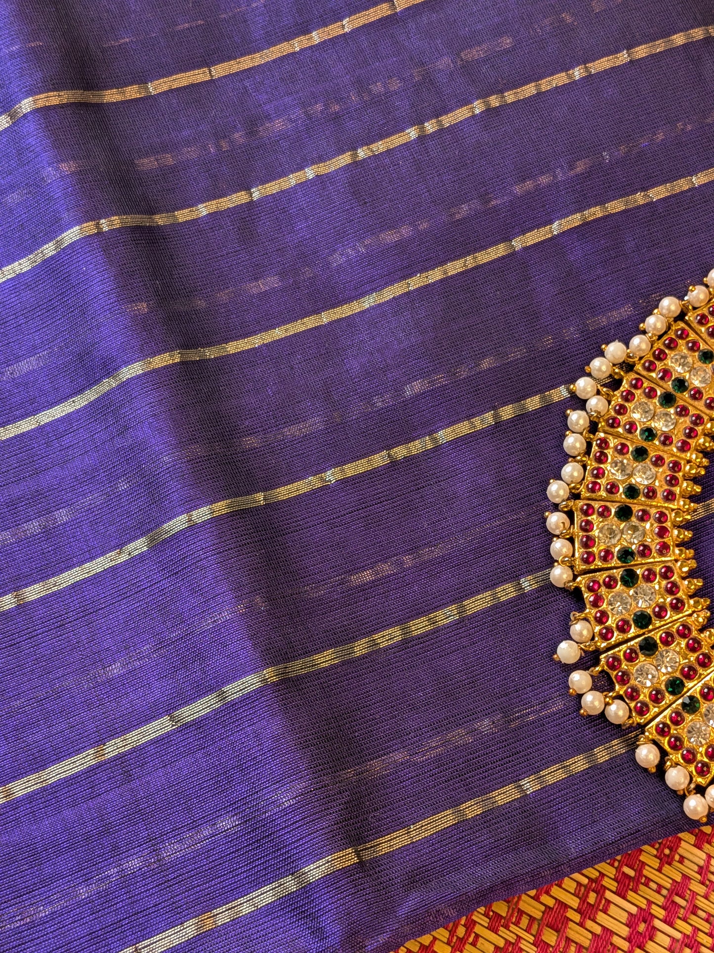 Paturu Pattu Dual Zari Metallic Stripes- Royal Blue