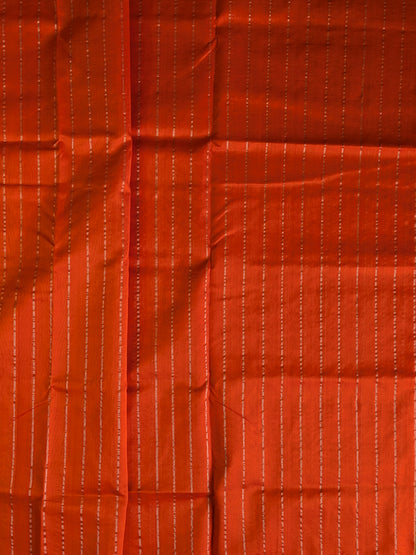 Paturu Pattu Dual Zari Metallic Stripes- Orange