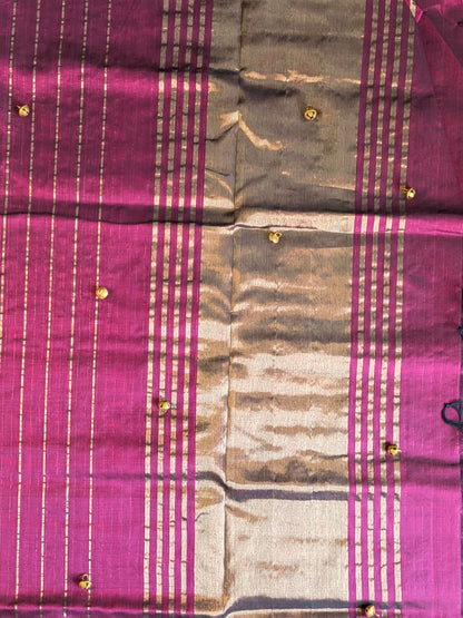 Paturu Pattu Dual Zari Metallic Stripes- Purple