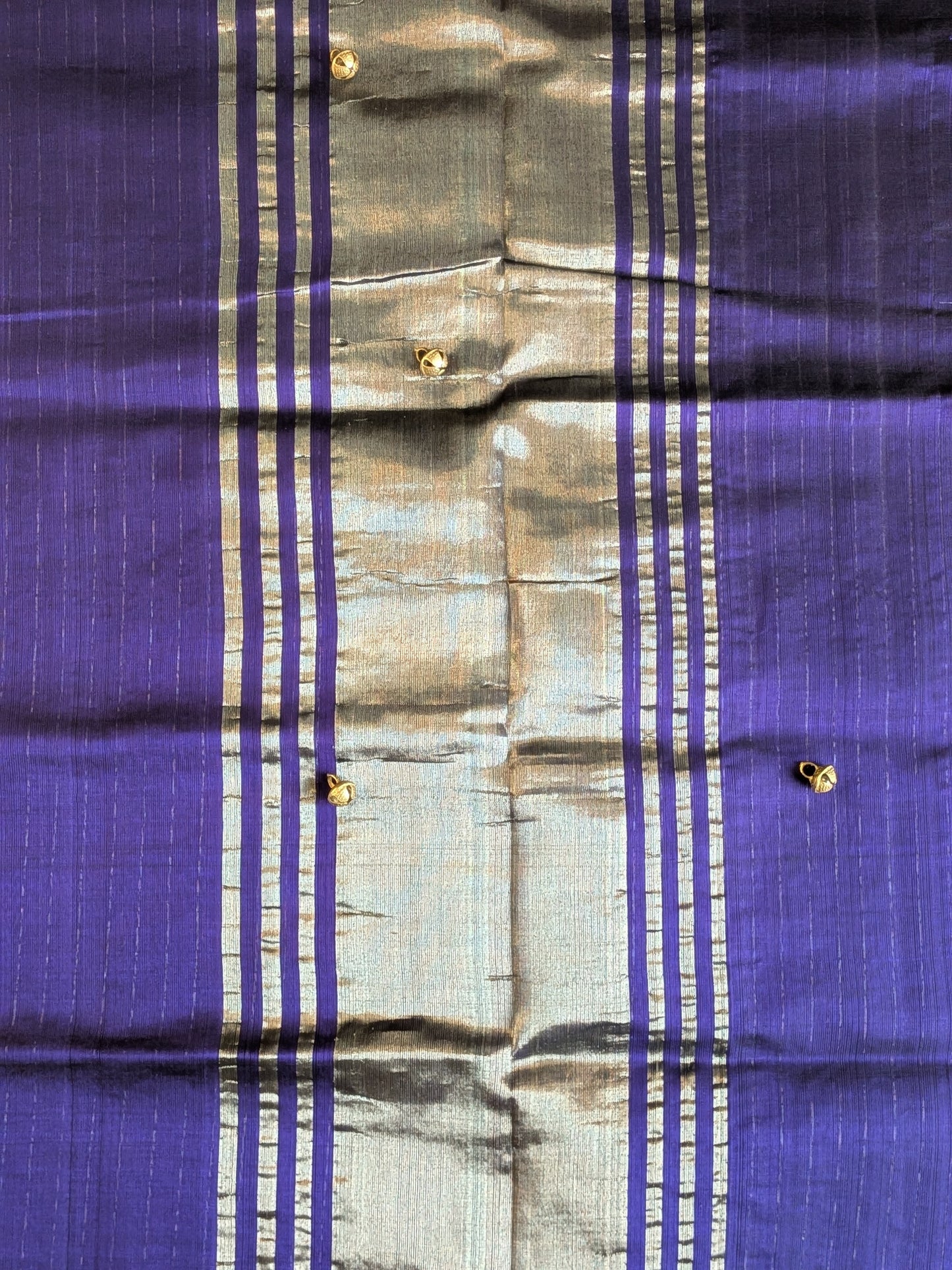 Paturu Pattu Dual Zari Metallic Stripes- Royal Blue