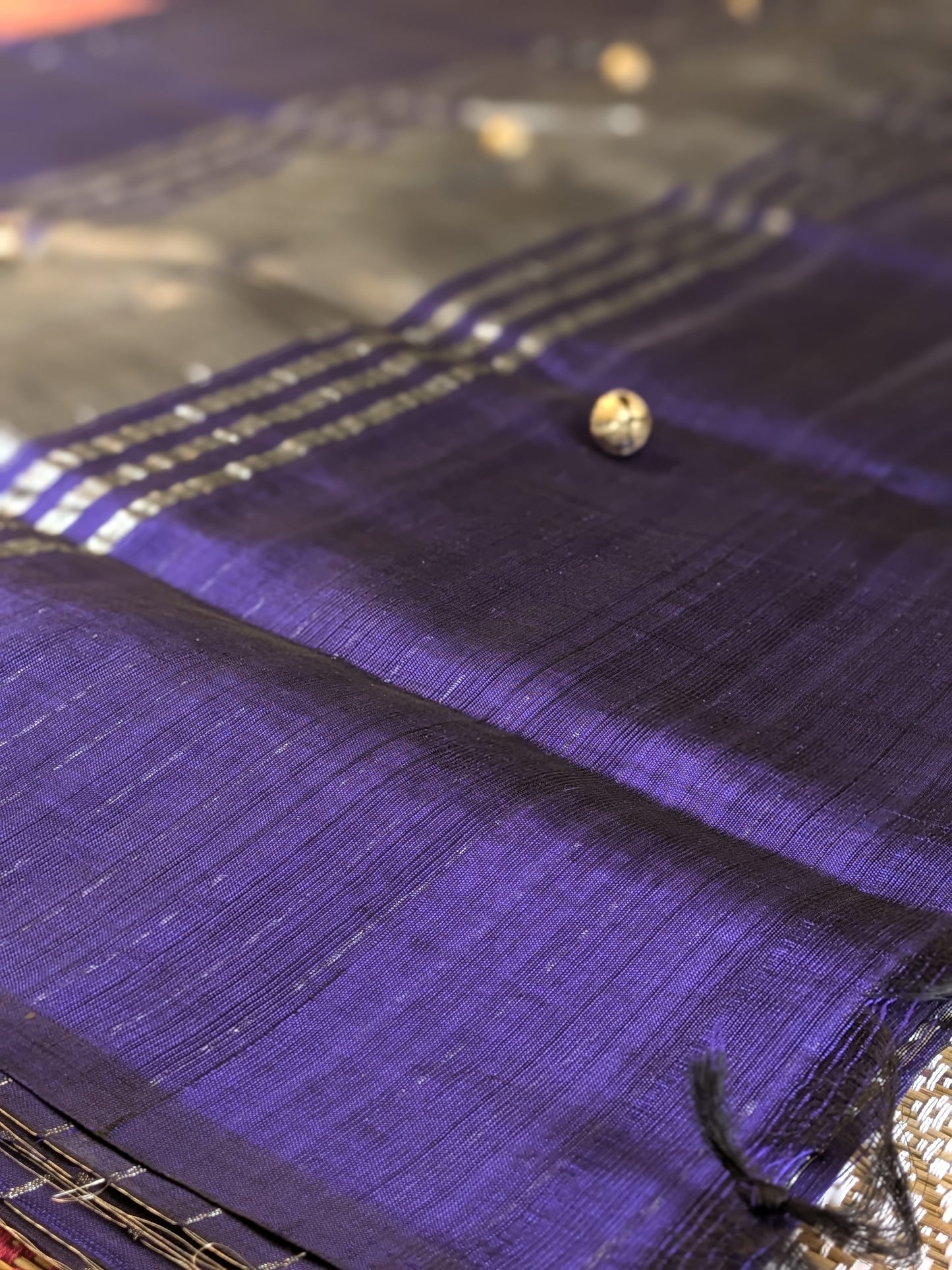 Paturu Pattu Dual Zari Metallic Stripes- Royal Blue