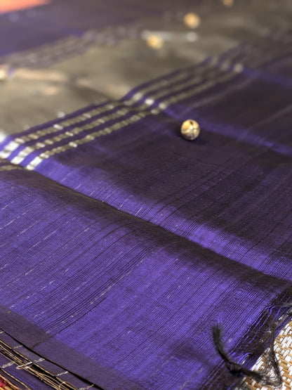 Paturu Pattu Dual Zari Metallic Stripes- Royal Blue