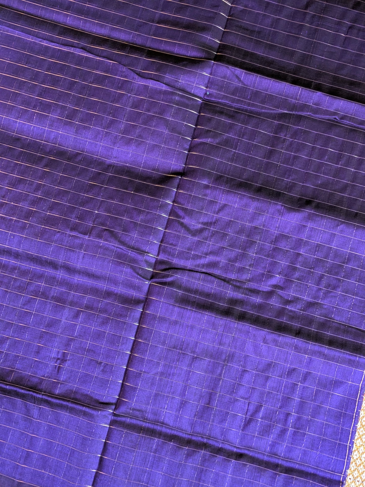 Paturu Pattu Checkered Borderless Saree- Royal Blue