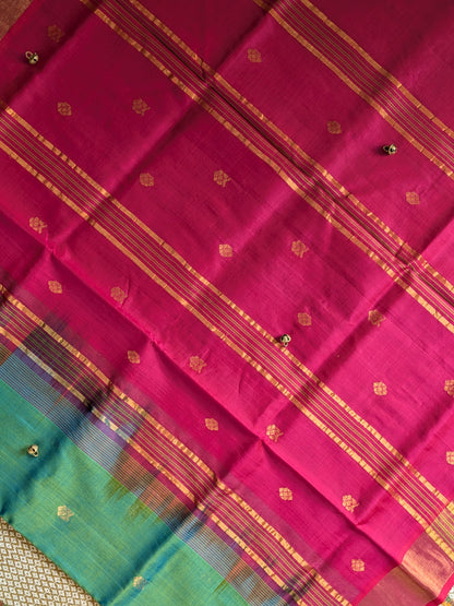 Paturu Pattu Buta- Aqua green & Pink