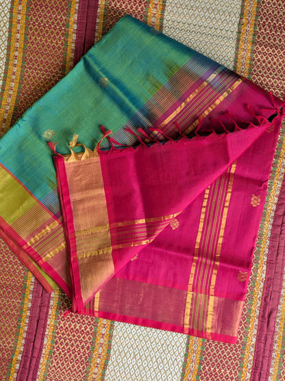 Paturu Pattu Buta- Aqua green & Pink