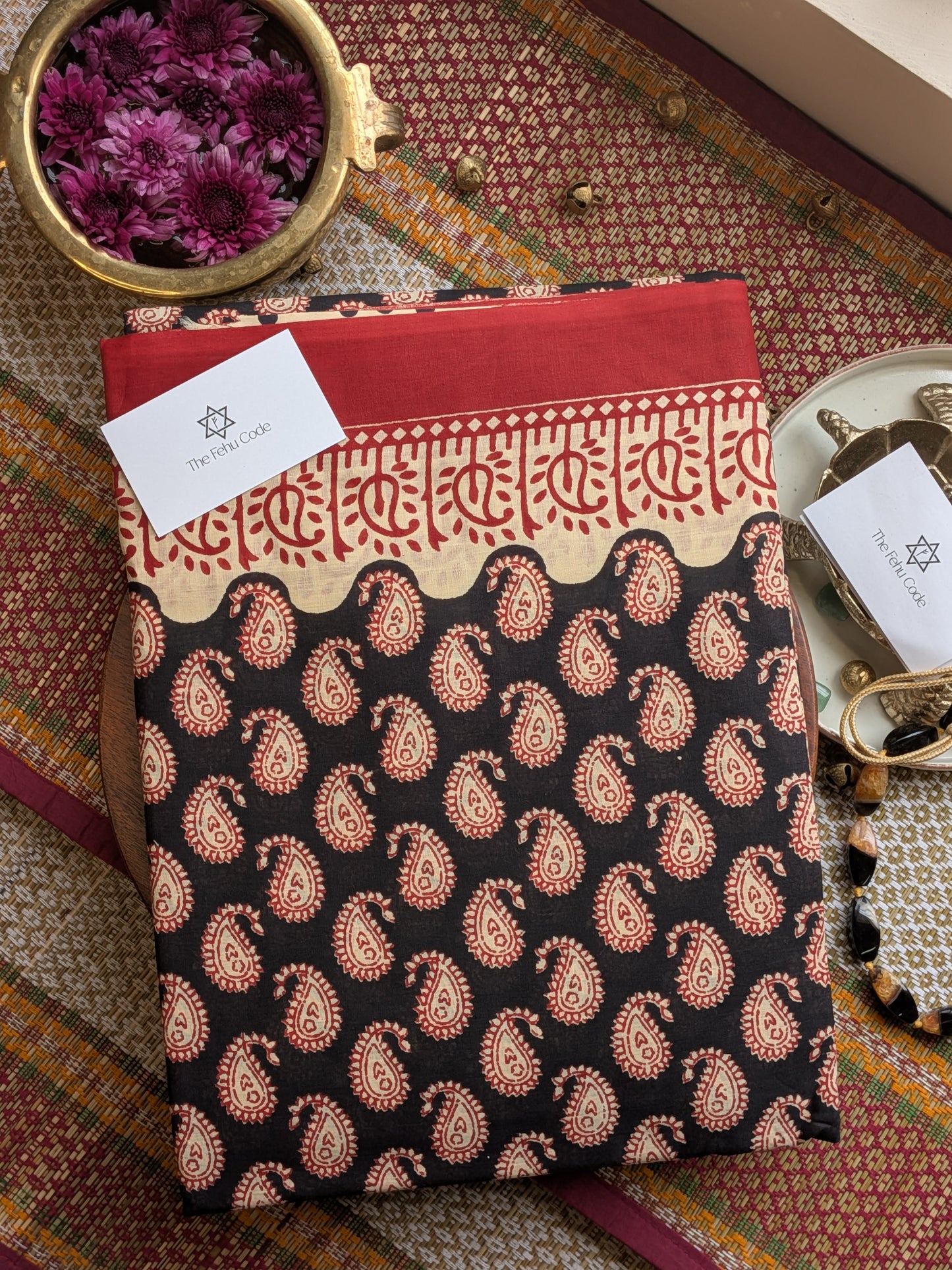 Bagru Hand Block Saree- Paisley Buta