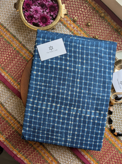 Bagru Hand Block Cotton Saree-Geometry