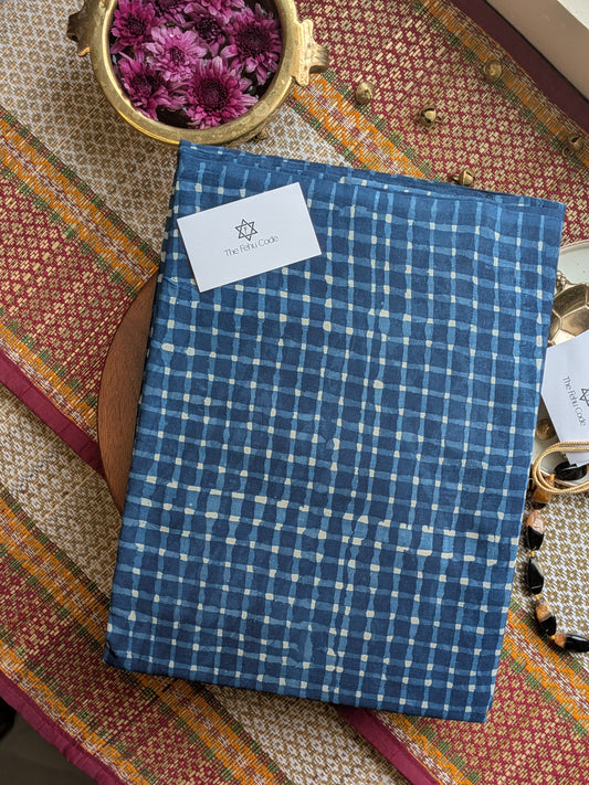 Bagru Hand Block Cotton Saree-Geometry
