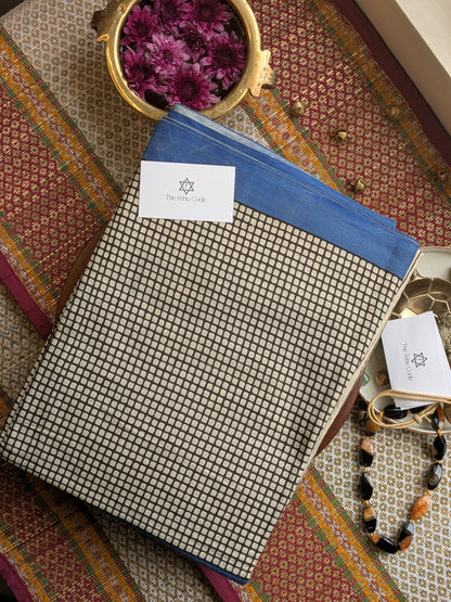 Bagru Hand Block Cotton Saree- Geometry