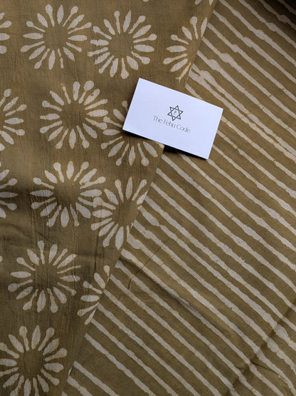 Bagru Hand Block Cotton saree-Stripes