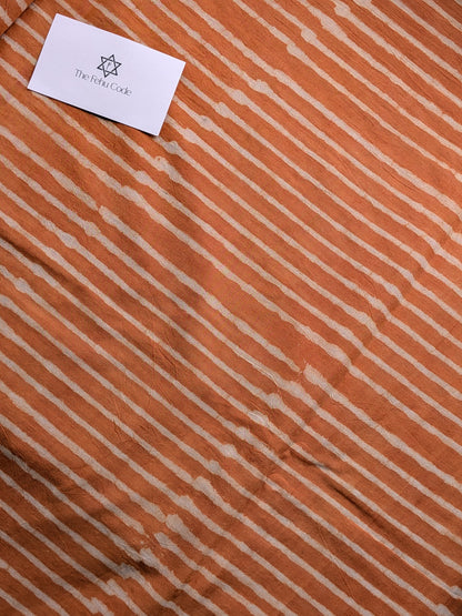Bagru Hand Block Cotton Saree-Stripes