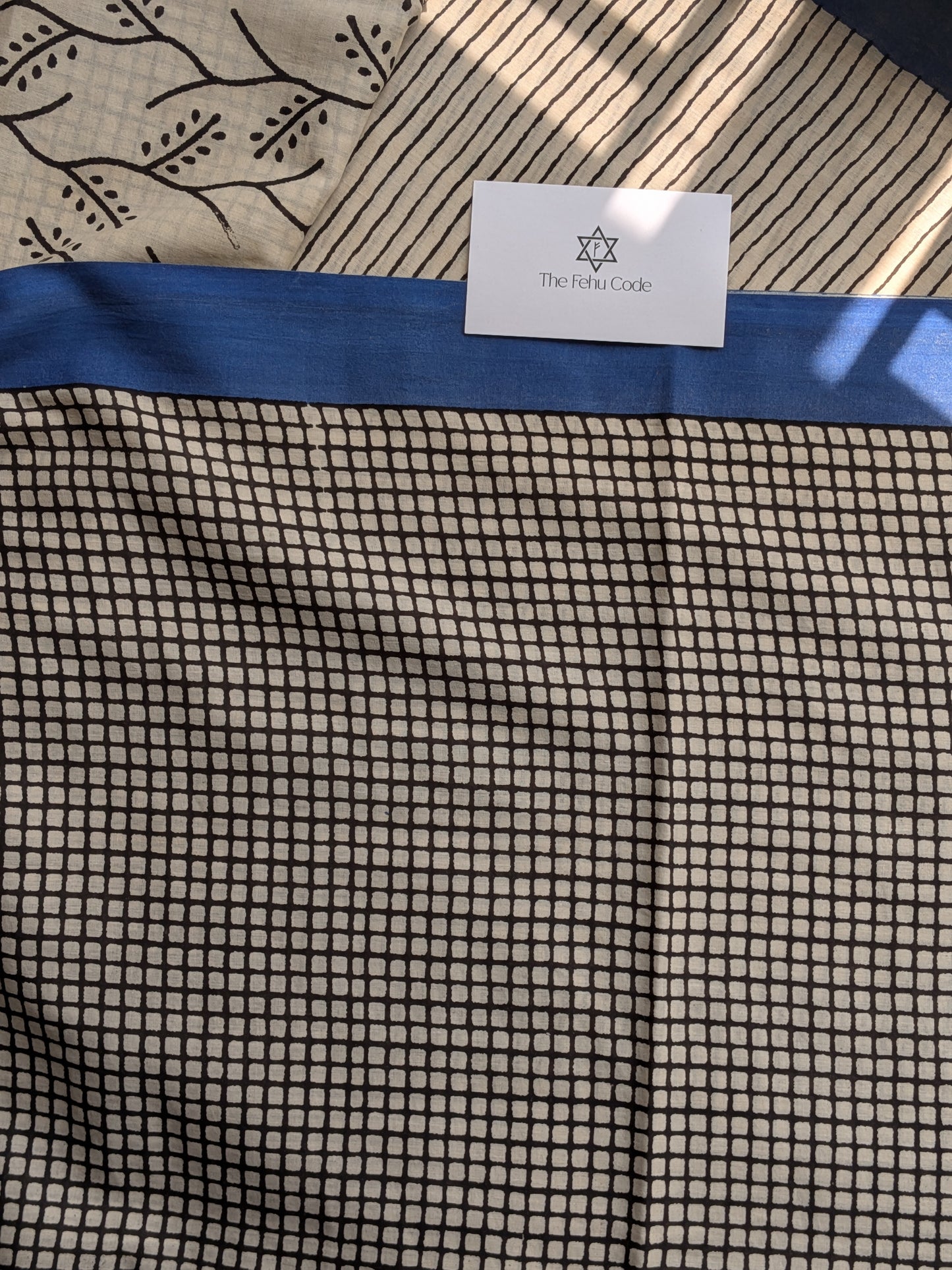 Bagru Hand Block Cotton Saree- Geometry