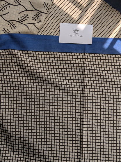 Bagru Hand Block Cotton Saree- Geometry