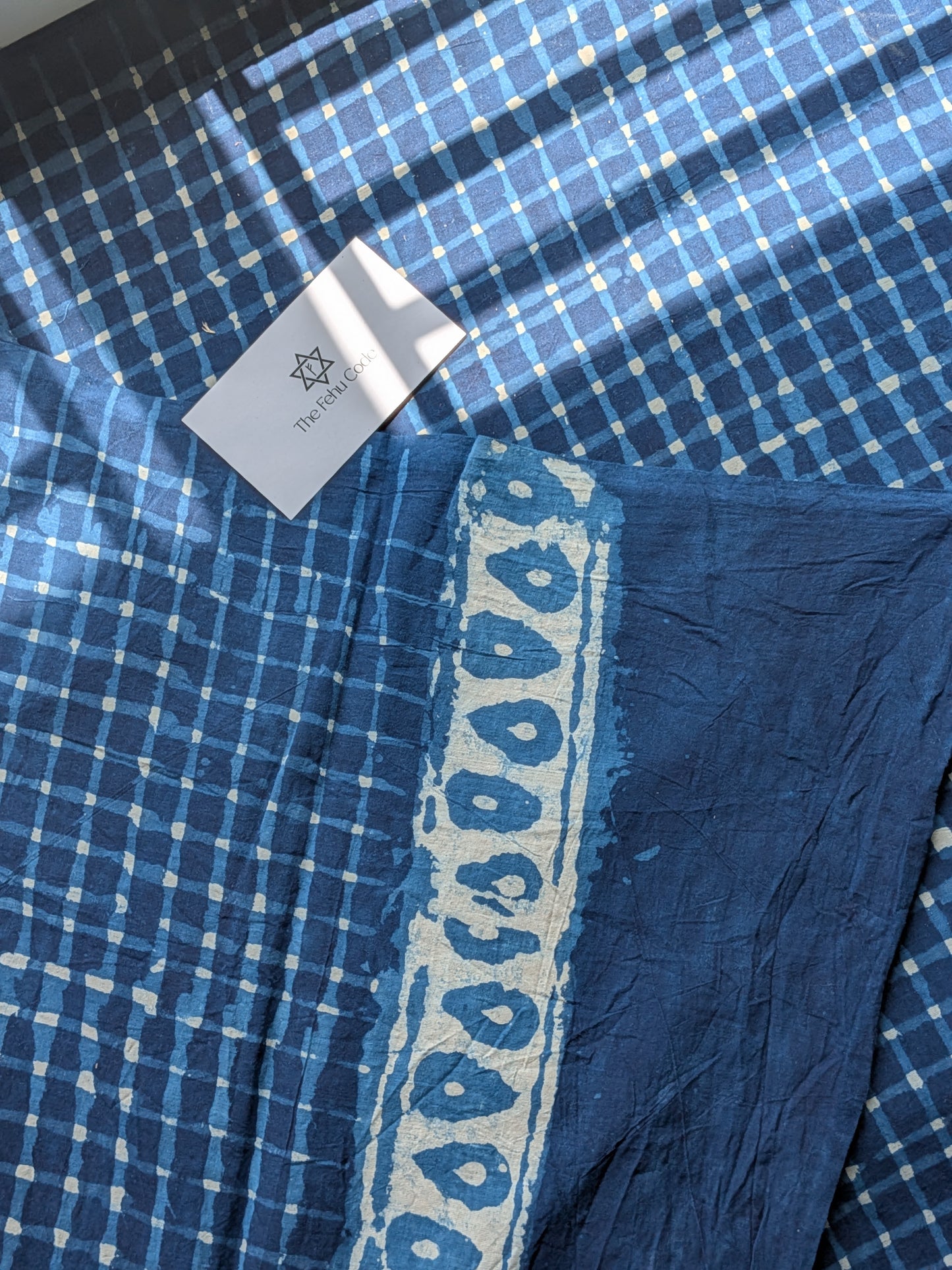 Bagru Hand Block Cotton Saree-Geometry