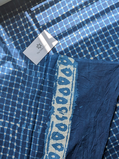 Bagru Hand Block Cotton Saree-Geometry