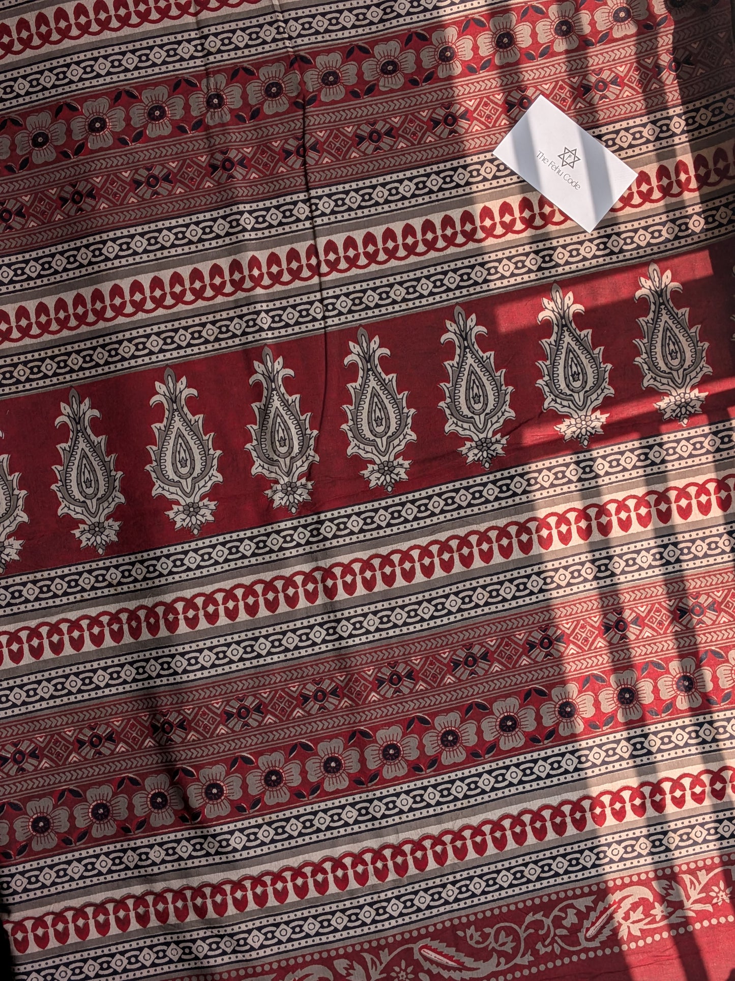 Bagru Hand Block Cotton Saree-Floral