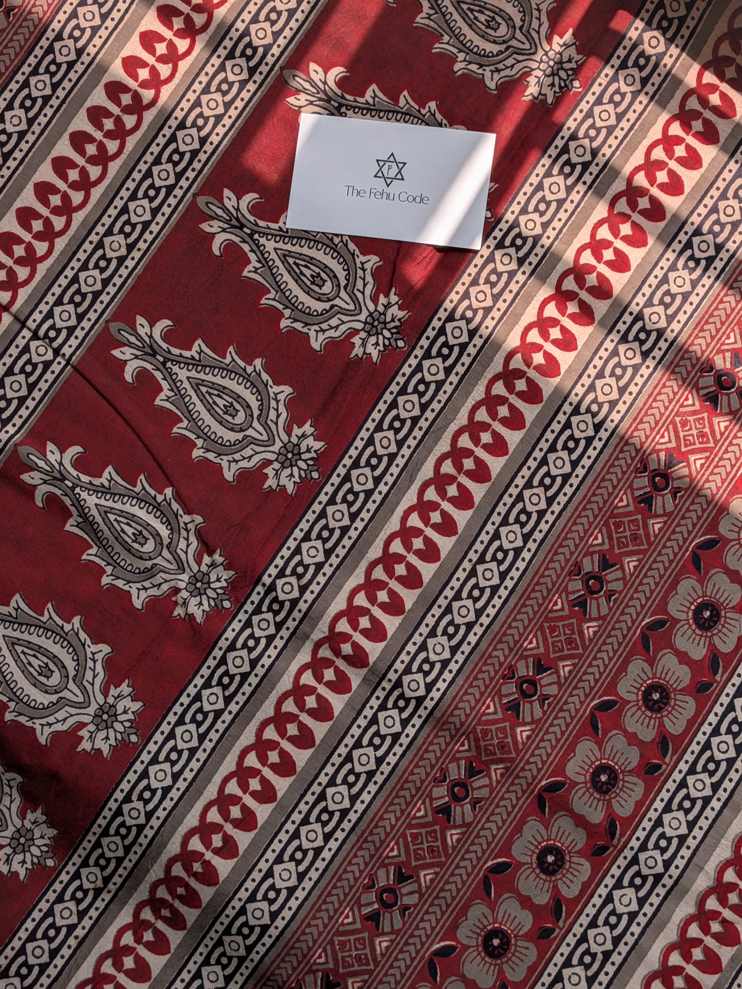 Bagru Hand Block Cotton Saree-Floral