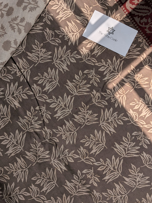 Bagru Hand Block Cotton Saree-Floral