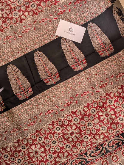Bagru Hand Block Cotton Saree- Floral