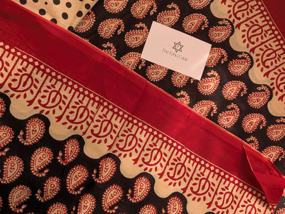 Bagru Hand Block Saree- Paisley Buta
