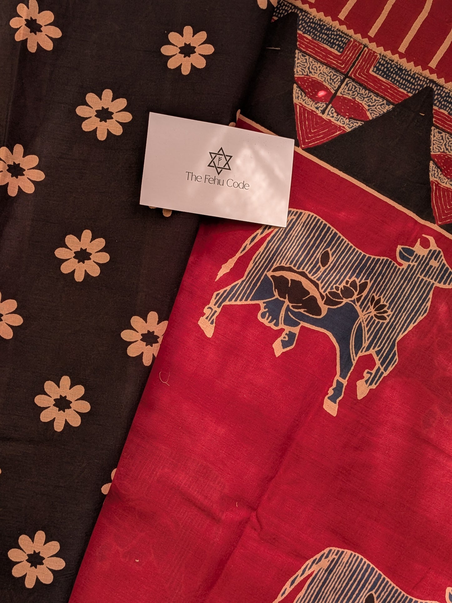 Bagru Hand Block Cotton Saree-Pichwai