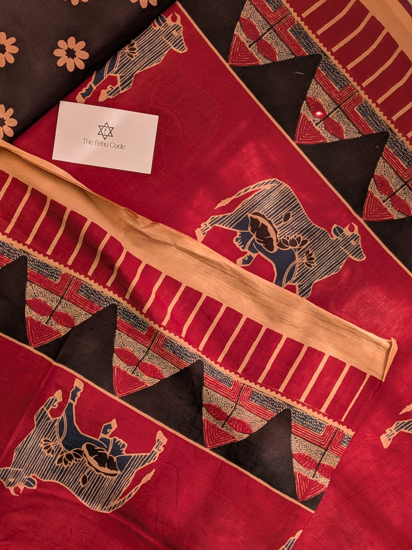 Bagru Hand Block Cotton Saree-Pichwai