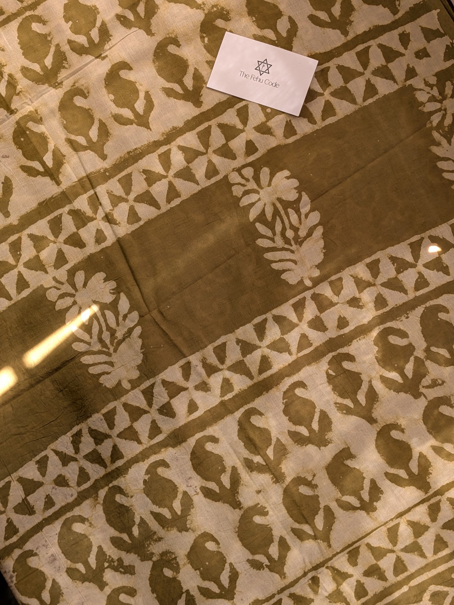 Bagru Hand Block Cotton Saree-Geometry