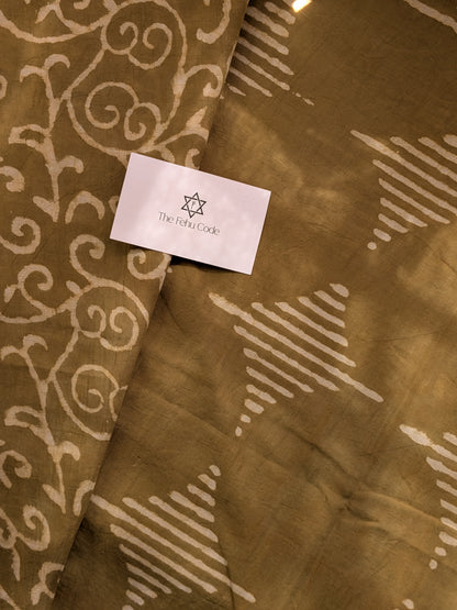 Bagru Hand Block Cotton Saree-Geometry